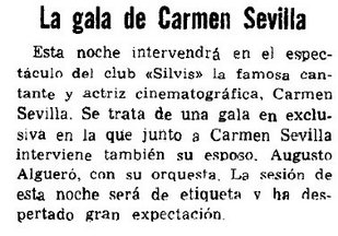 Noticia publicada en el diario La Vanguardia sobre la actuacin de Carmen Sevilla en la Discoteca Silvi's de Gav Mar (16 de octubre de 1970)
